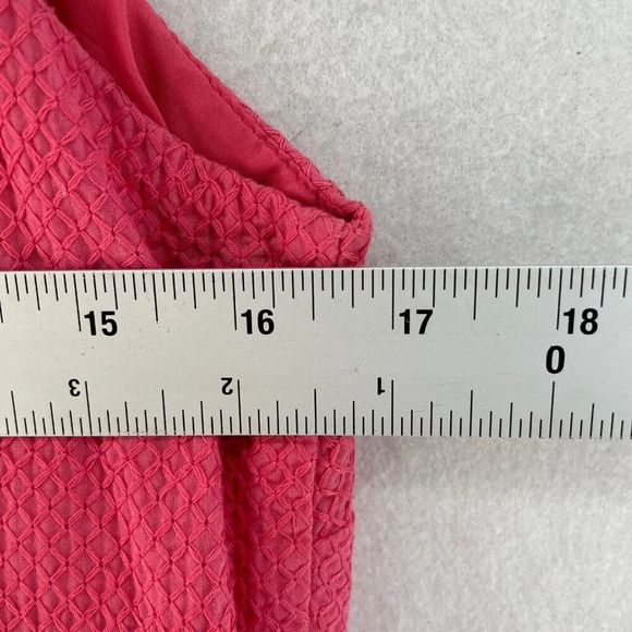 Ana Taylor Loft Dress Women's Sz 10 Pink A-Line V-Neck Textured Pleated Back Zip - Picture 2 of 8